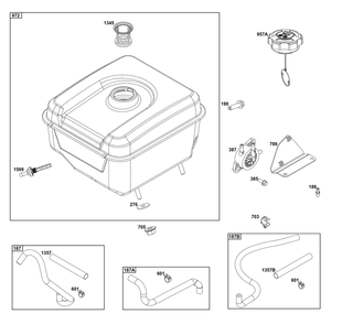 Fuel Supply Group Diagram and Parts List for 25V337-0016-F1  Briggs and Stratton Engine